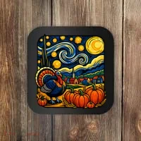 Thanksgiving Turkey Pumpkin Harvest Starry Night Art Coaster thumb 0