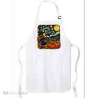 Thanksgiving Turkey Pumpkin Harvest Starry Night Art Apron thumb 0