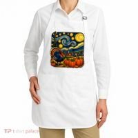 Thanksgiving Turkey Pumpkin Harvest Starry Night Art Apron thumb 2