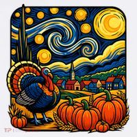 Thanksgiving Turkey Pumpkin Harvest Starry Night Art Sweatshirt thumb 3