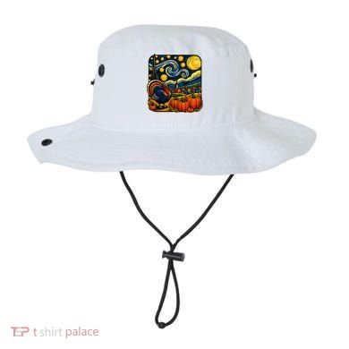 Thanksgiving Turkey Pumpkin Harvest Starry Night Art Bucket Hat