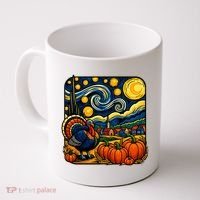 Thanksgiving Turkey Pumpkin Harvest Starry Night Art Coffee Mug thumb 0