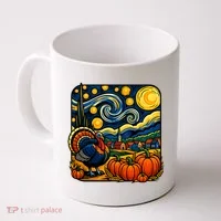 Thanksgiving Turkey Pumpkin Harvest Starry Night Art Coffee Mug thumb 0