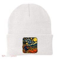 Thanksgiving Turkey Pumpkin Harvest Starry Night Art Beanie thumb 0