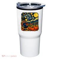 Thanksgiving Turkey Pumpkin Harvest Starry Night Art Tumbler thumb 0