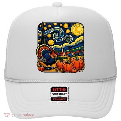 Thanksgiving Turkey Pumpkin Harvest Starry Night Art Hat