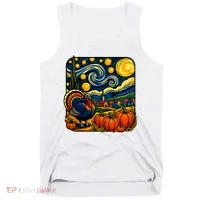 Thanksgiving Turkey Pumpkin Harvest Starry Night Art Tank Top thumb 0