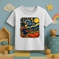 Thanksgiving Turkey Pumpkin Harvest Starry Night Art Toddler T-Shirt thumb 3