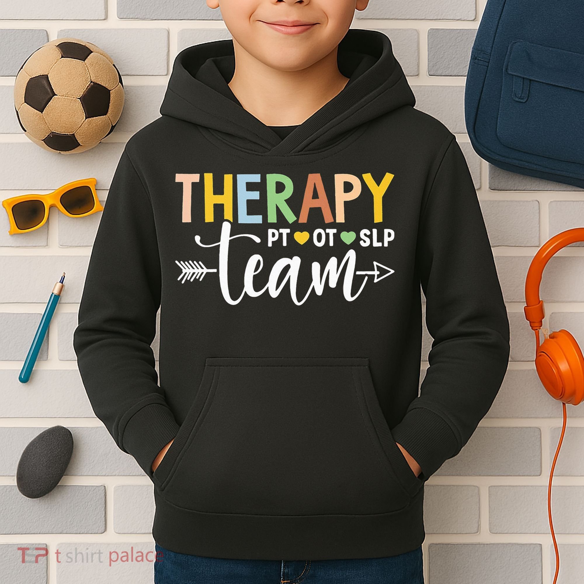 Therapy Team PT OT SLP Rehab Squad Therapist Motor Team Kids Hoodie