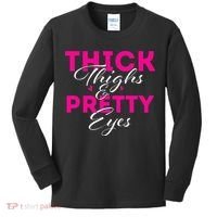 Thick Thighs & Pretty Eyes Workout Fitness Kids Long Sleeve Shirt thumb 0