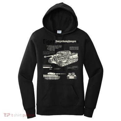 Tiger Tank Panzer World War 2 Blueprint Women's Hoodie