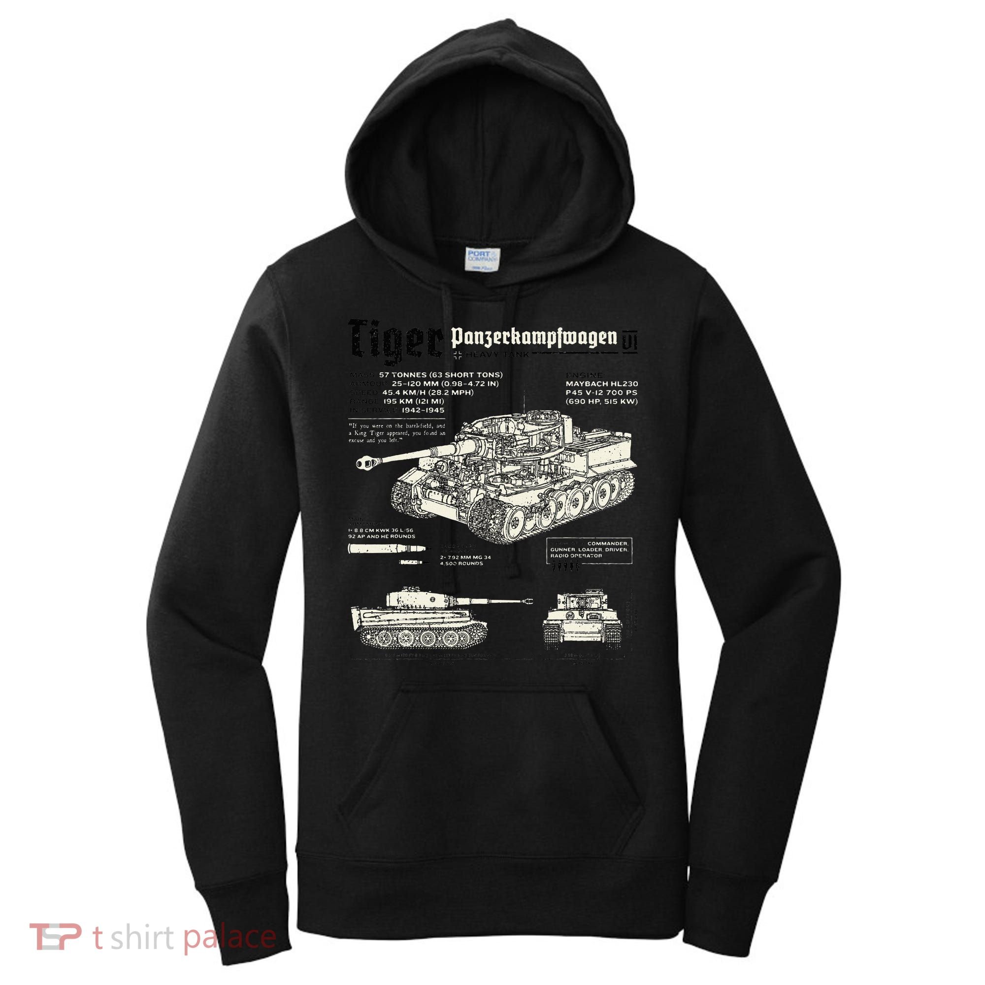 Tiger Tank Panzer World War 2 Blueprint Women's Hoodie