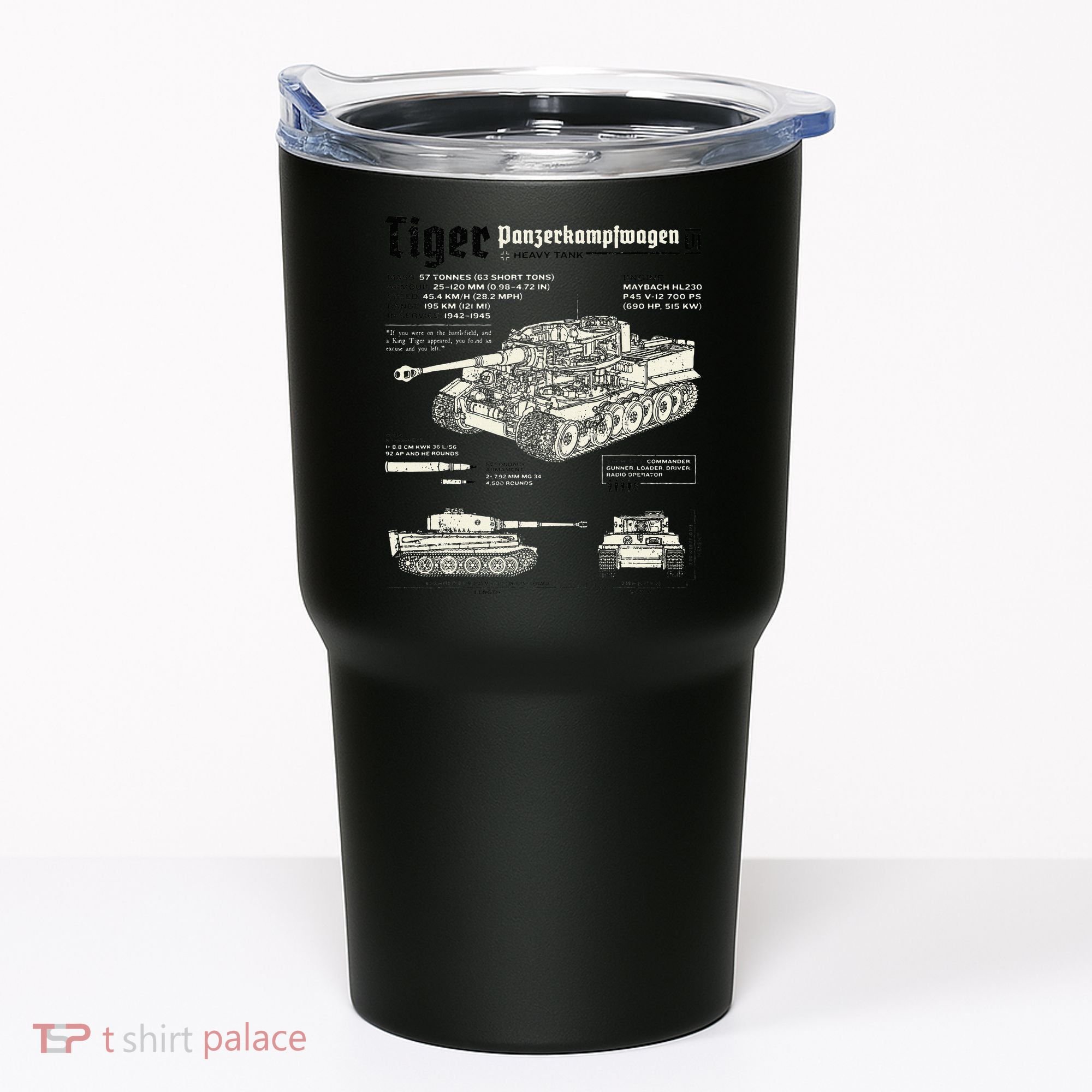 Tiger Tank Panzer World War 2 Blueprint Tumbler