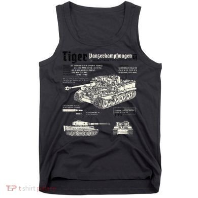 Tiger Tank Panzer World War 2 Blueprint Tank Top