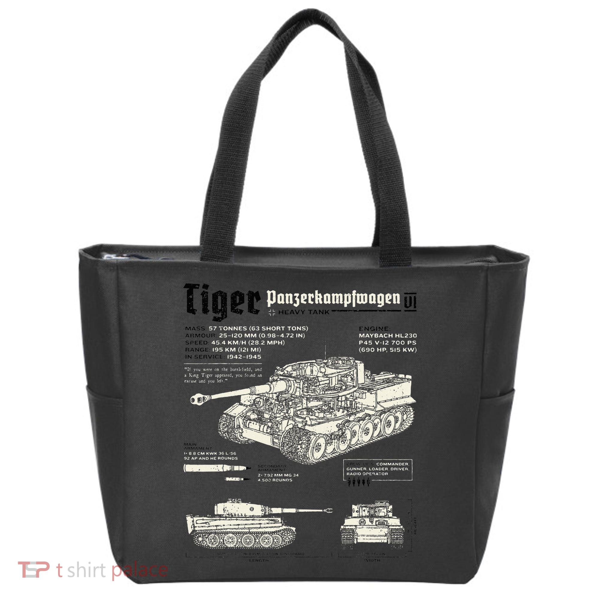 Tiger Tank Panzer World War 2 Blueprint Tote Bag