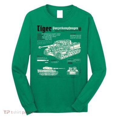 Tiger Tank Panzer World War 2 Blueprint Long Sleeve Shirt
