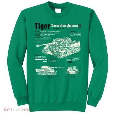 Tiger Tank Panzer World War 2 Blueprint Sweatshirt