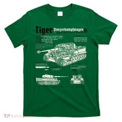 Tiger Tank Panzer World War 2 Blueprint T-Shirt