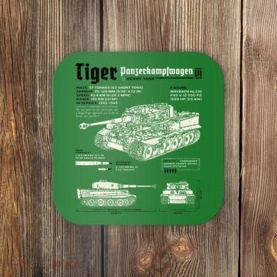 Tiger Tank Panzer World War 2 Blueprint Coaster