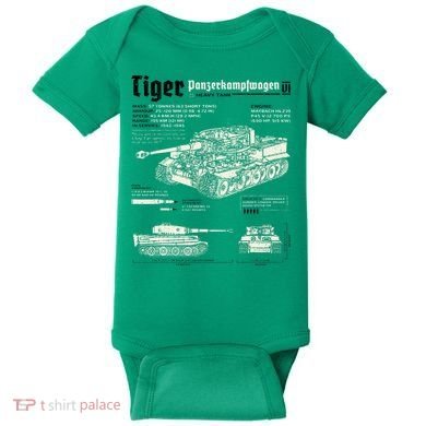 Tiger Tank Panzer World War 2 Blueprint Baby Bodysuit