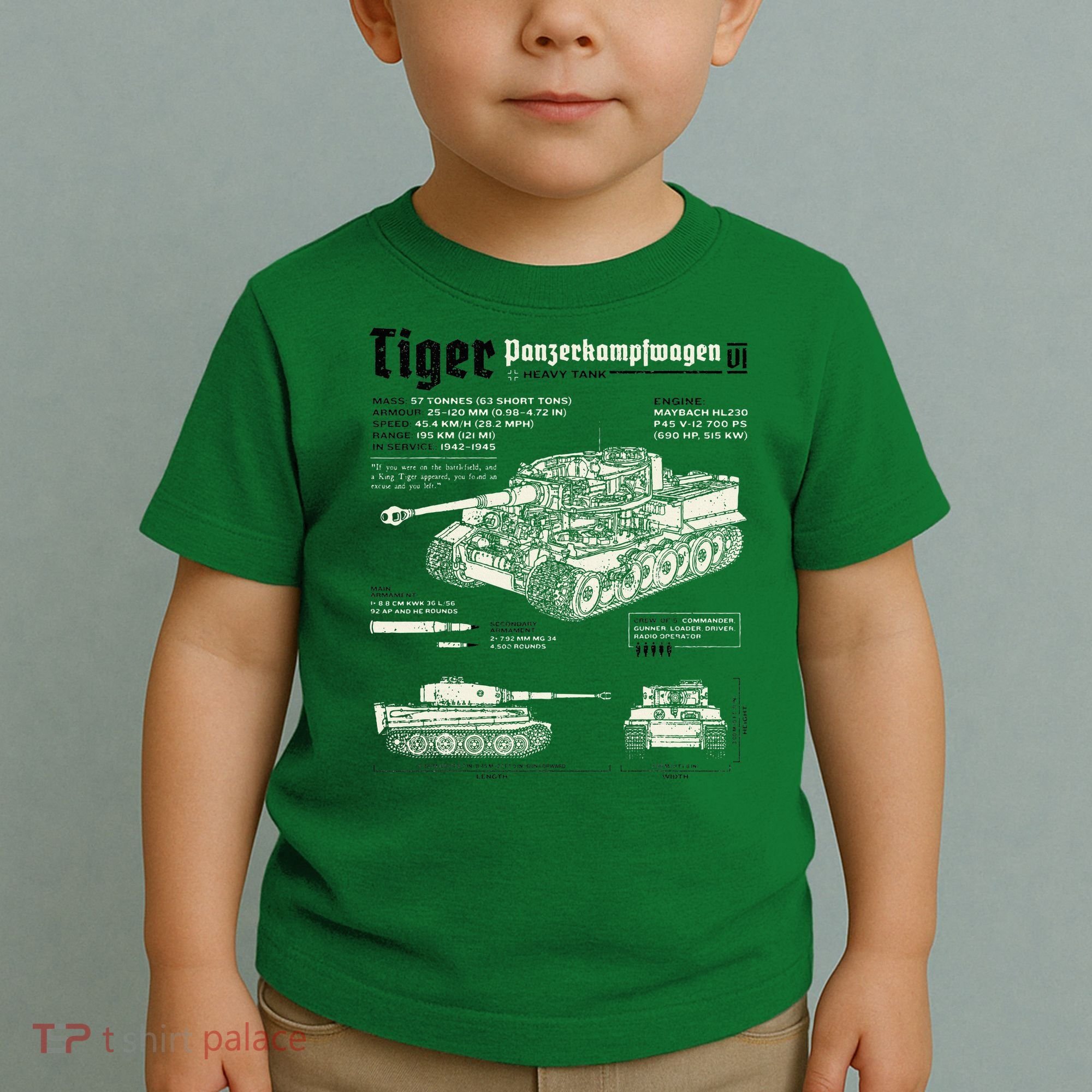 Tiger Tank Panzer World War 2 Blueprint Toddler T-Shirt