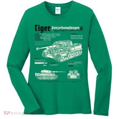 Tiger Tank Panzer World War 2 Blueprint Women's Long Sleeve Shirt