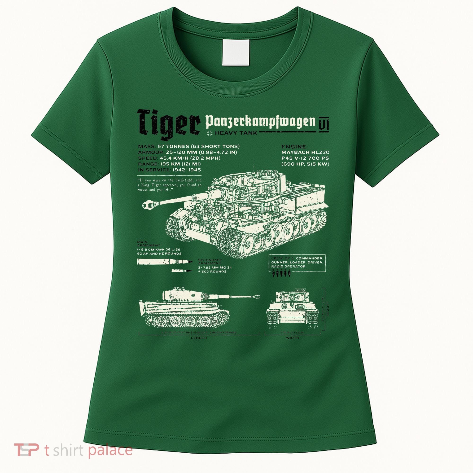 Tiger Tank Panzer World War 2 Blueprint Women's T-Shirt