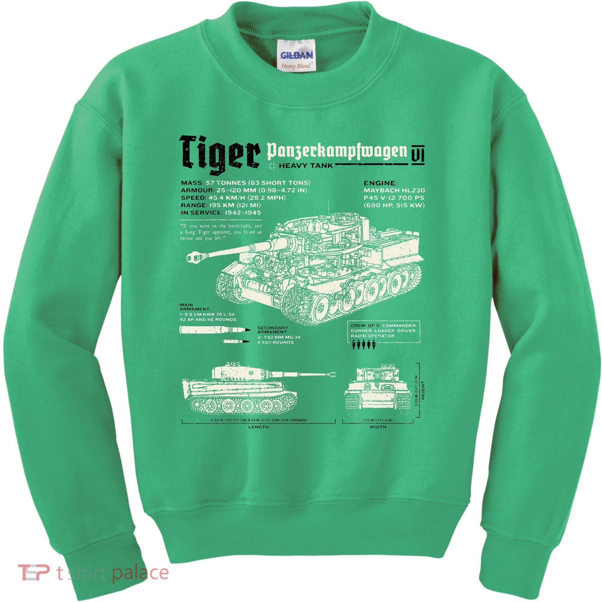 Tiger Tank Panzer World War 2 Blueprint Kids Sweatshirt