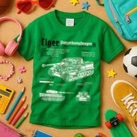 Tiger Tank Panzer World War 2 Blueprint Kids T-Shirt thumb 3