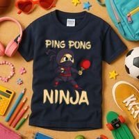 Table Tennis Ping Pong Ninja Lover Kids T-Shirt thumb 3