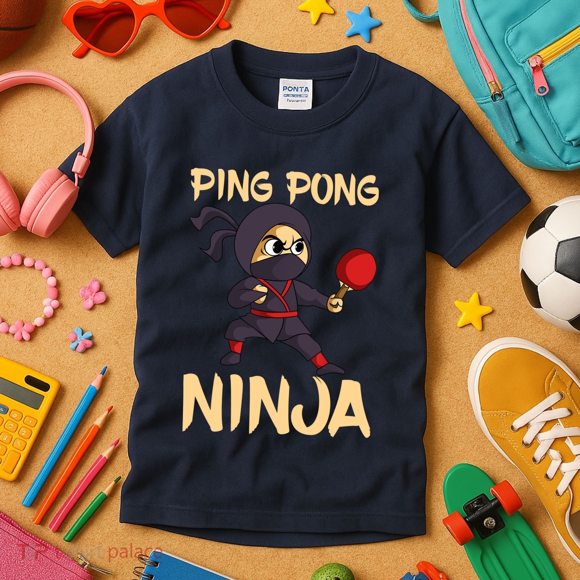 Table Tennis Ping Pong Ninja Lover Kids T-Shirt