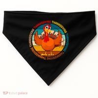 Thanksgiving Turkey Retro Sunset Holiday USA-Made Doggie Bandana thumb 0