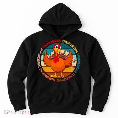Thanksgiving Turkey Retro Sunset Holiday Hoodie