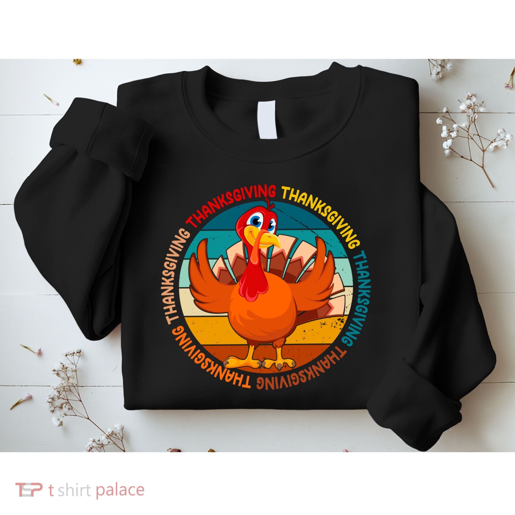Thanksgiving Turkey Retro Sunset Holiday Sweatshirt