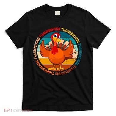 Thanksgiving Turkey Retro Sunset Holiday T-Shirt