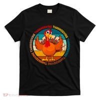 Thanksgiving Turkey Retro Sunset Holiday T-Shirt thumb 0