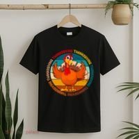 Thanksgiving Turkey Retro Sunset Holiday T-Shirt thumb 2
