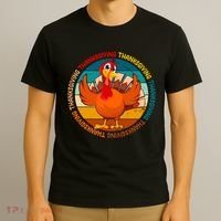 Thanksgiving Turkey Retro Sunset Holiday T-Shirt thumb 3