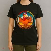 Thanksgiving Turkey Retro Sunset Holiday T-Shirt thumb 4