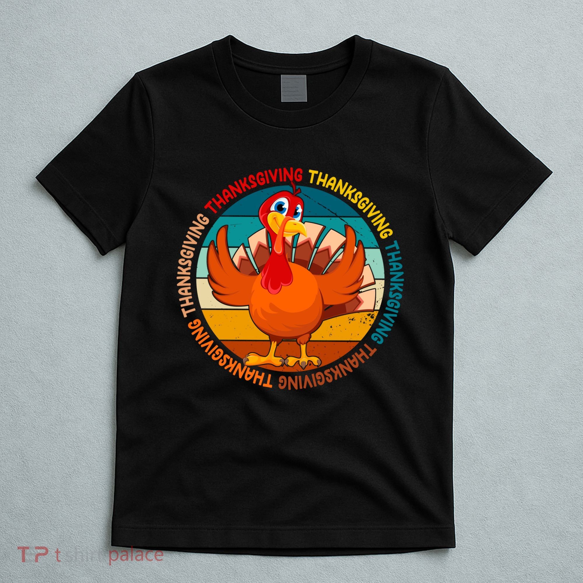 Thanksgiving Turkey Retro Sunset Holiday T-Shirt