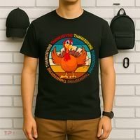 Thanksgiving Turkey Retro Sunset Holiday T-Shirt thumb 6