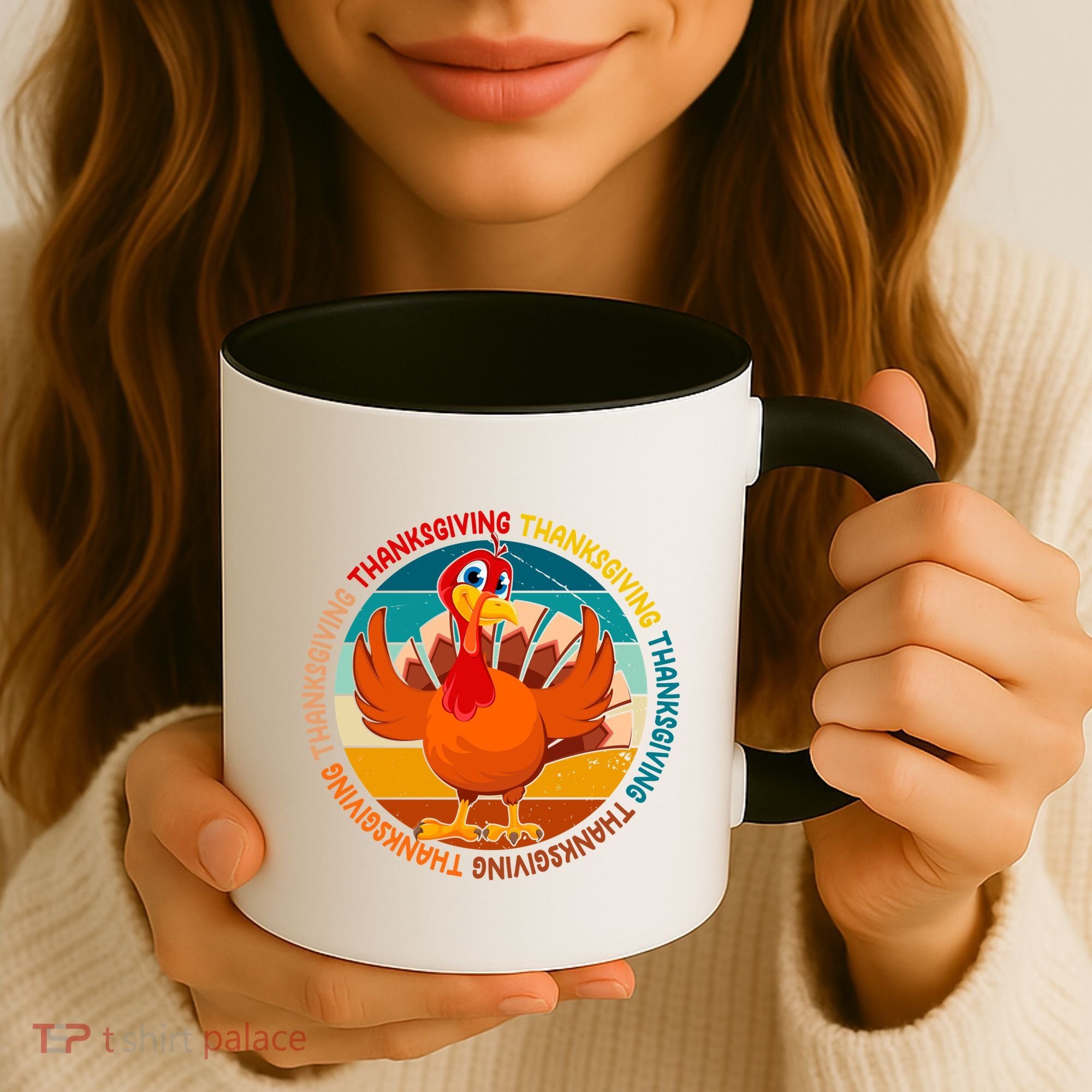 Thanksgiving Turkey Retro Sunset Holiday Coffee Mug