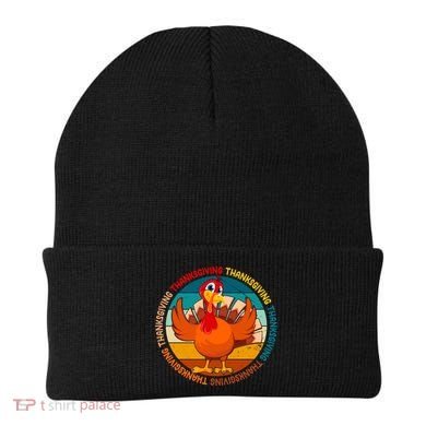 Thanksgiving Turkey Retro Sunset Holiday Beanie