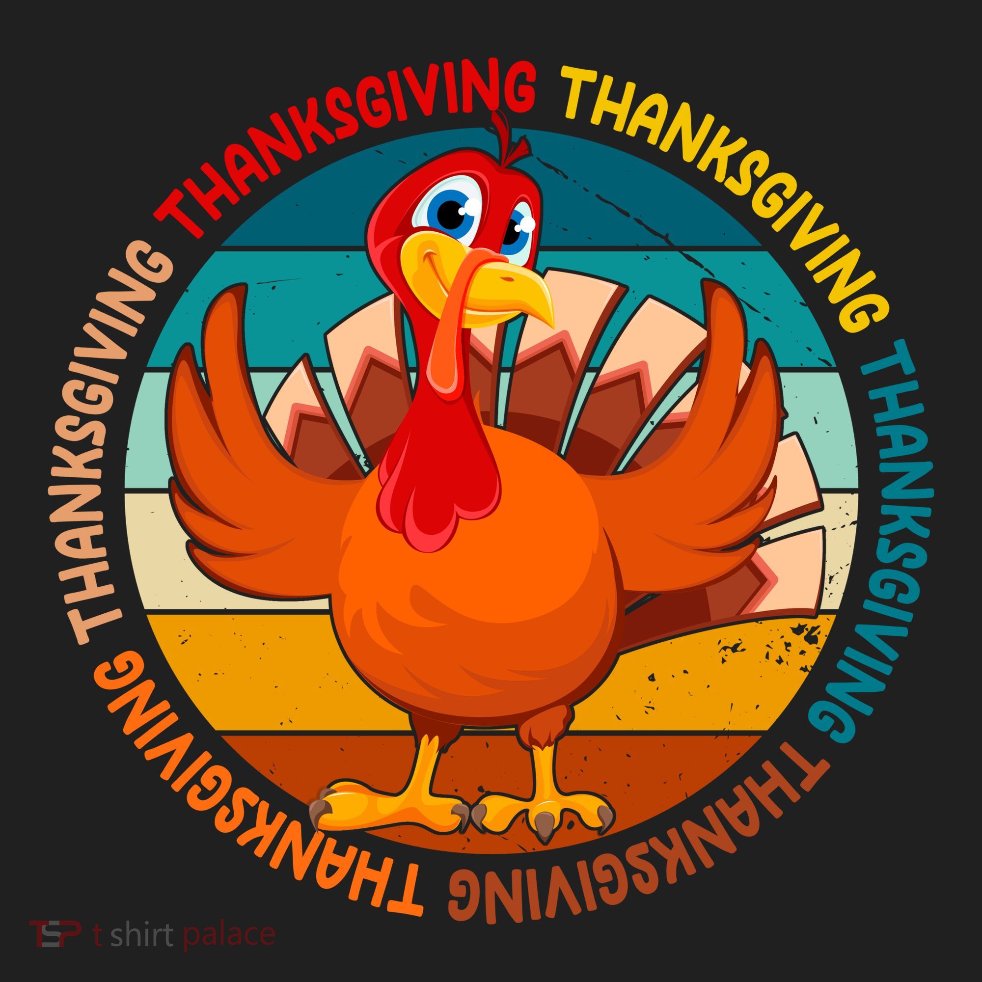 Thanksgiving Turkey Retro Sunset Holiday Beanie