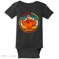 Thanksgiving Turkey Retro Sunset Holiday Baby Bodysuit thumb 0