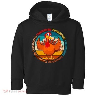 Thanksgiving Turkey Retro Sunset Holiday Toddler Hoodie