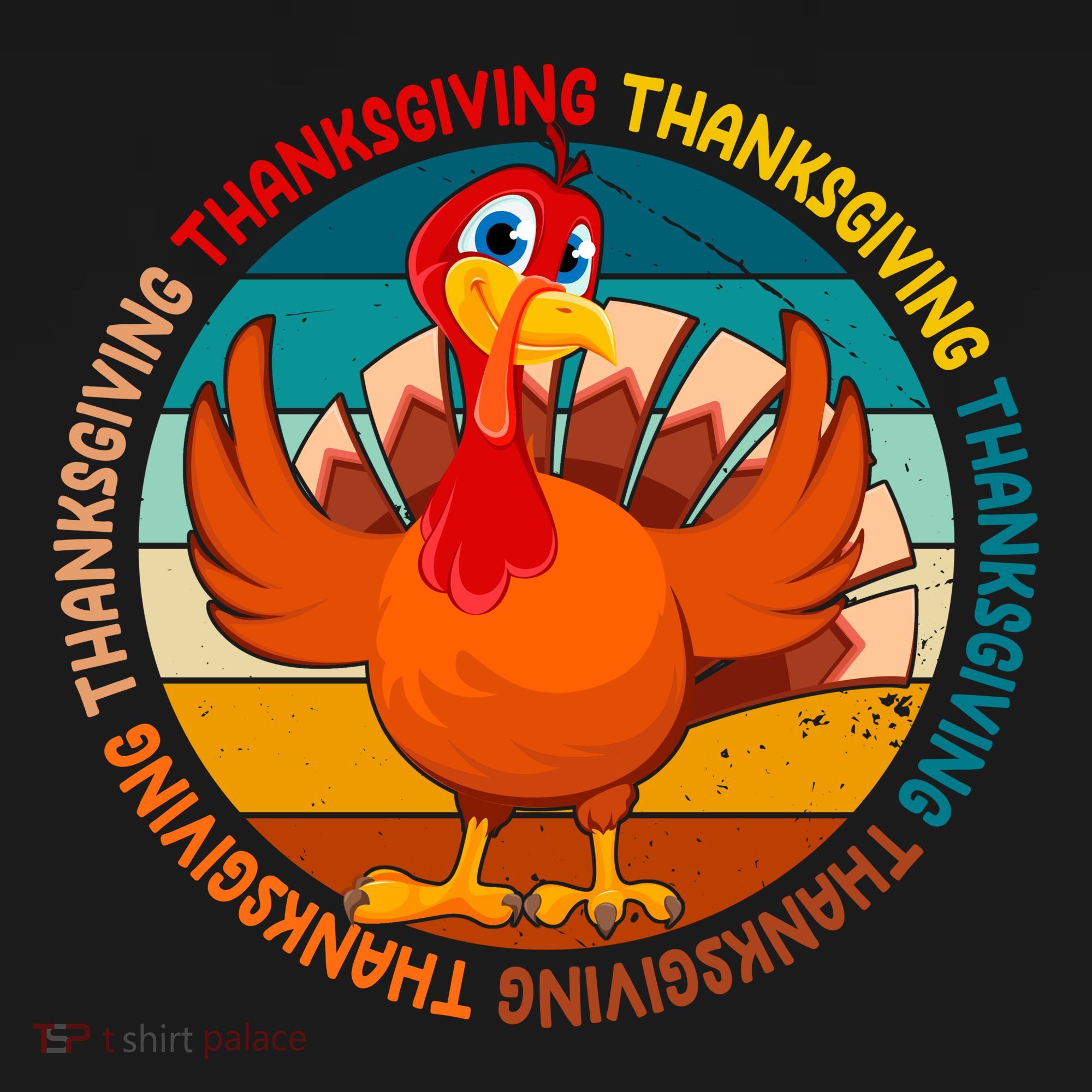 Thanksgiving Turkey Retro Sunset Holiday Toddler Hoodie