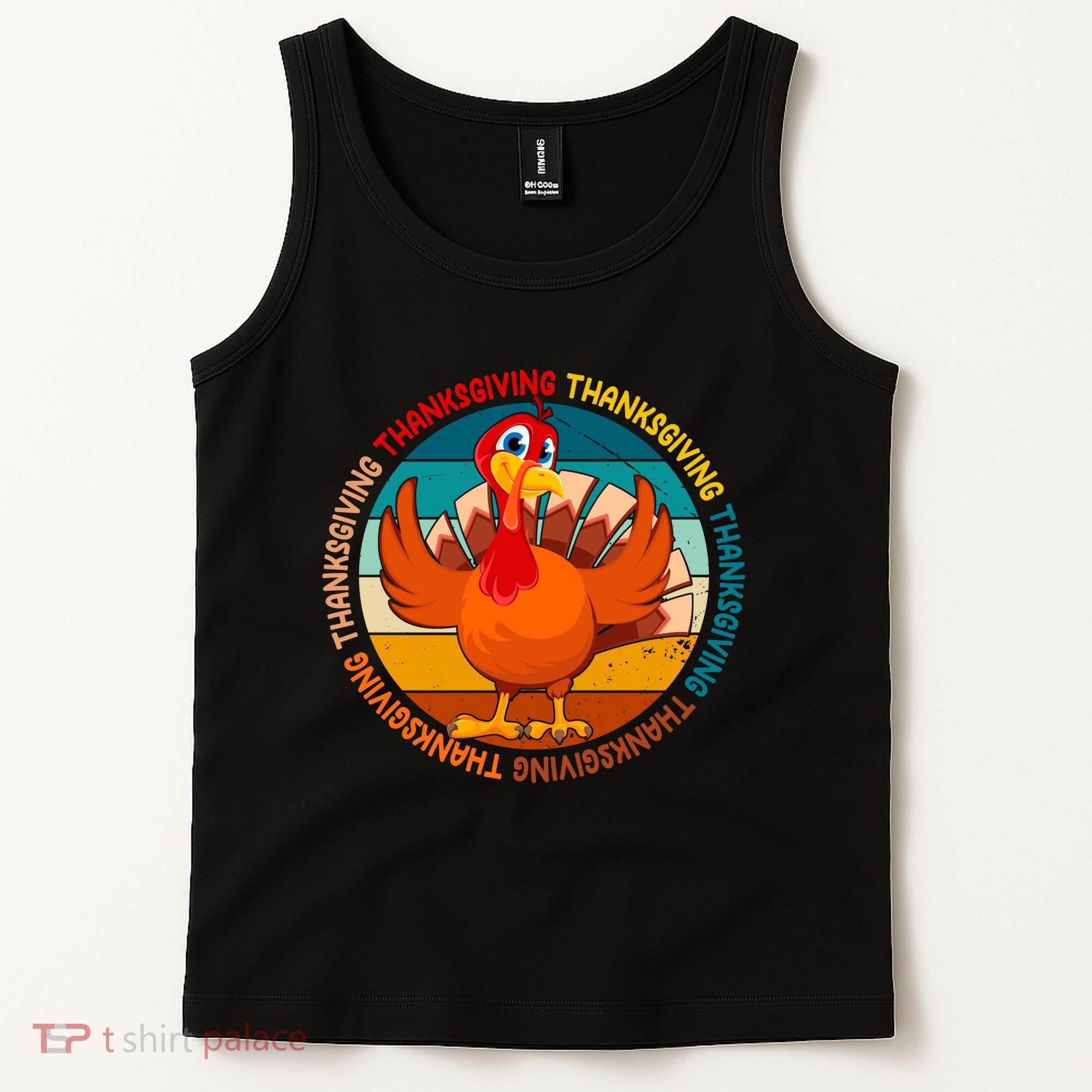 Thanksgiving Turkey Retro Sunset Holiday Tank Top