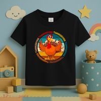 Thanksgiving Turkey Retro Sunset Holiday Toddler T-Shirt thumb 3