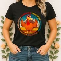 Thanksgiving Turkey Retro Sunset Holiday Women's T-Shirt thumb 2
